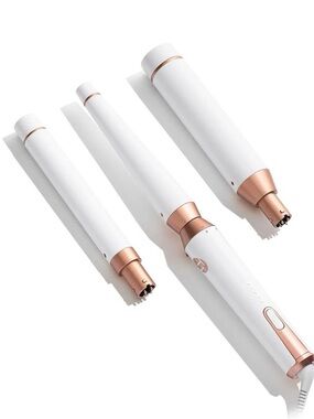 T3 WHIRL TRIO White and Rose Gold Interchangeable Curling Wand Set